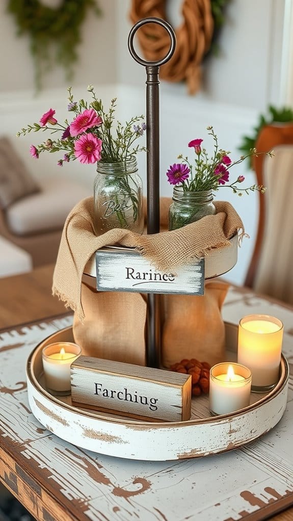 24 Unique Tiered Tray Decor Ideas Anyone Can Recreate 15 rustic mason jar decor