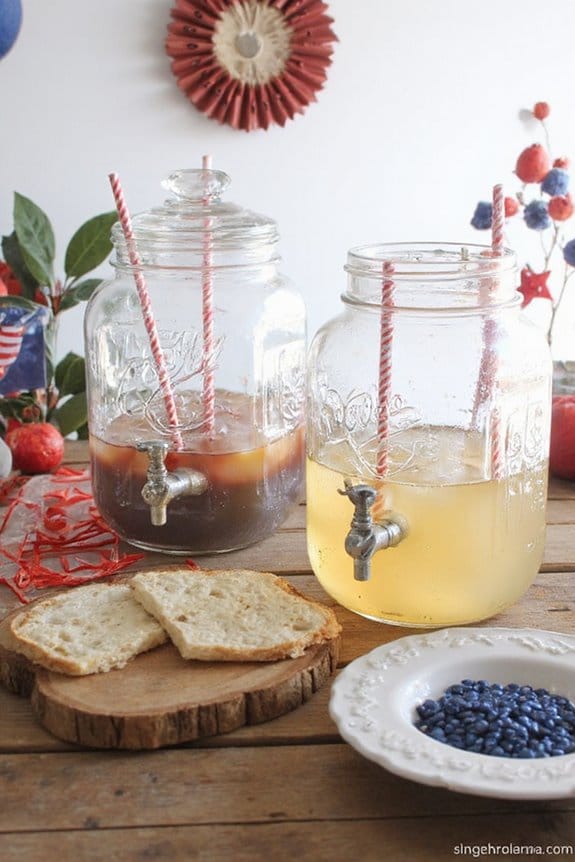 19 Stylish Indoor 4th of July Decor Ideas to Celebrate in Style 12 rustic patriotic drink dispensers