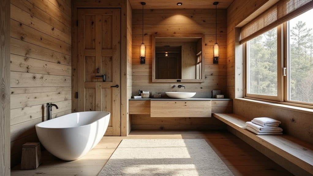 20 Stunning Bathroom Paint Colors and Wall Ideas You'll Love 21 rustic textured wood paneling