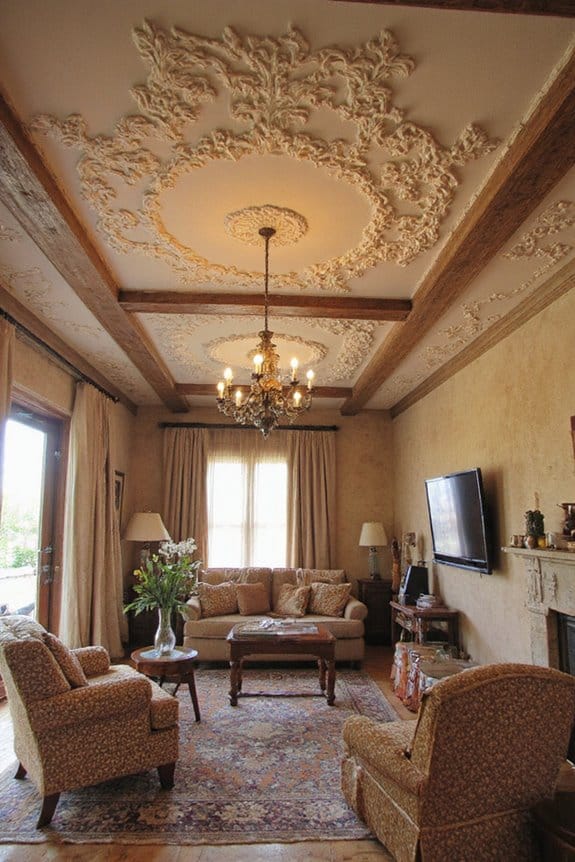 15 Beautiful Gypsum False Ceiling Designs to Elevate Your Space 8 rustic vintage textured ceilings