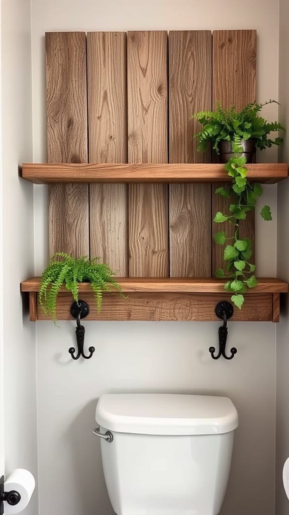 25 Gorgeous Above Toilet Decor Ideas You’ll Want to Steal 19 rustic warmth and texture