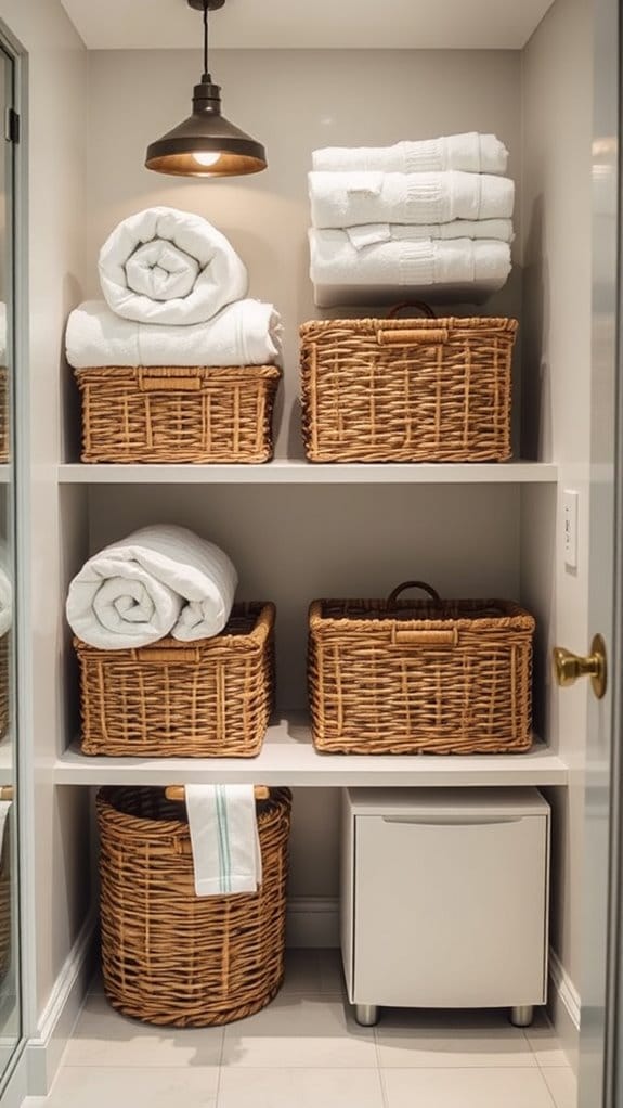 25 Gorgeous Above Toilet Decor Ideas You’ll Want to Steal 10 rustic woven bathroom storage