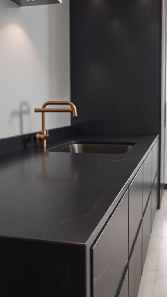 28 Stylish & Functional Kitchen Countertop Ideas to Try Now 17 sleek durable dark matte