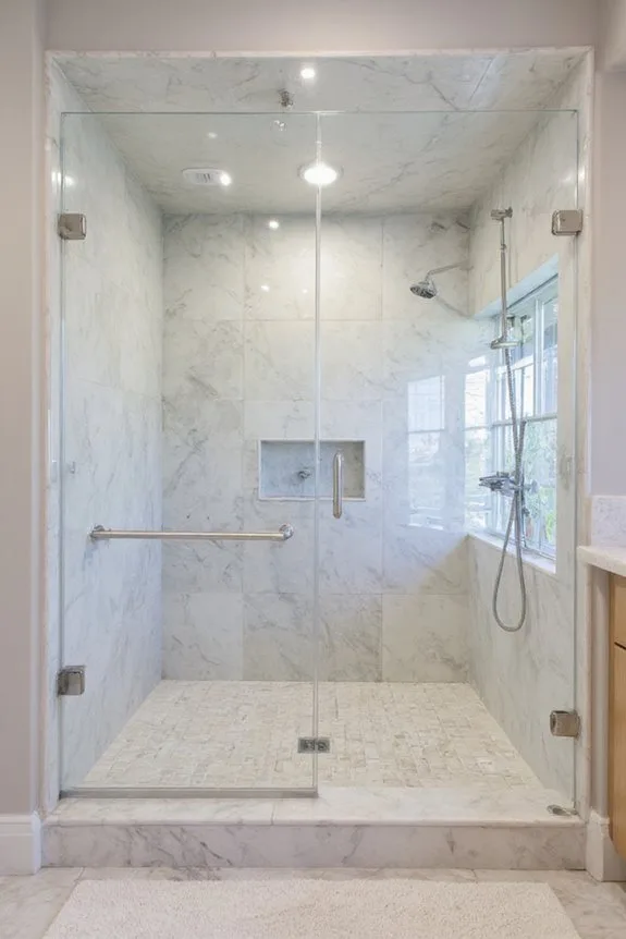 21 Elegant Luxury Bathroom Ideas for a Spa-Like Escape 4 sleek glass shower enclosure