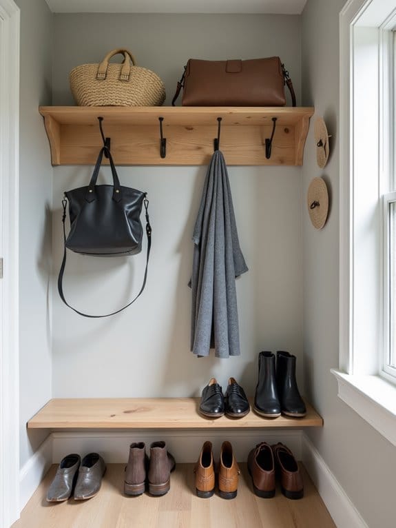 16 Space-Saving DIY Mudroom Ideas Perfect for Small Spaces 5 sleek narrow floating shelves