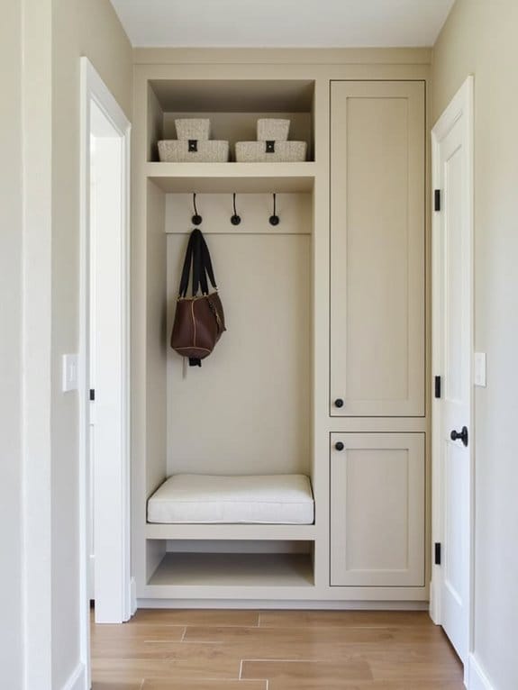 16 Space-Saving DIY Mudroom Ideas Perfect for Small Spaces 7 slim sleek vertical storage