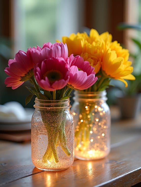 19 Creative Mason Jar Graduation Centerpieces You’ll Want to Recreate 5 sparkling glitter mason jars