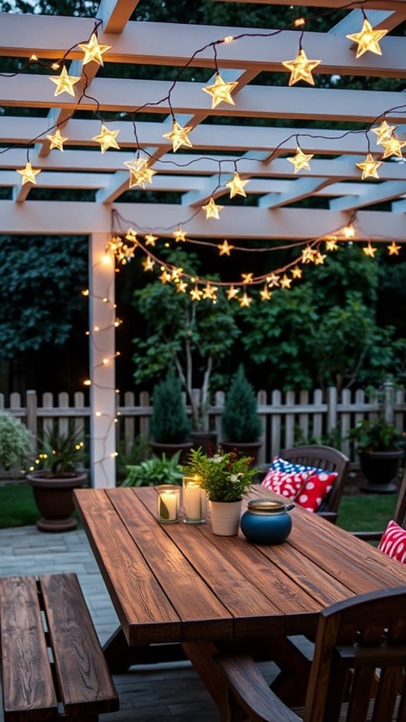 26 Patriotic Patio Decor Ideas Perfect for Memorial Day Through the Fourth of July 21 star shaped patriotic string lights