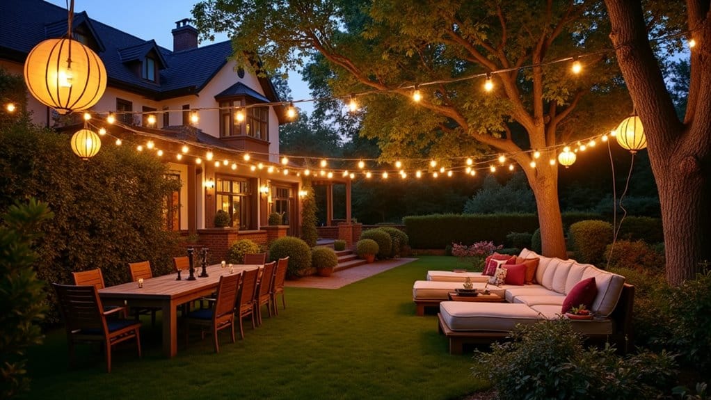 20 Epic Backyard Graduation Party Ideas for a Celebration to Remember 6 string lights and lanterns ambiance