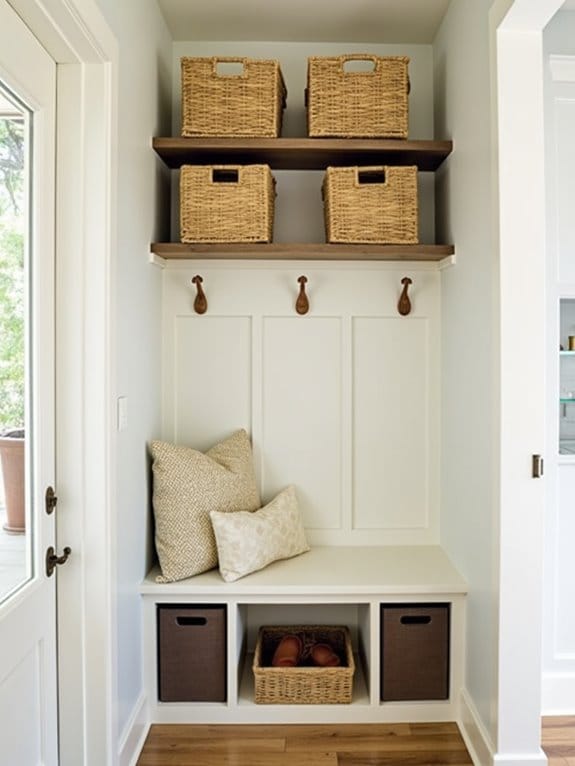16 Space-Saving DIY Mudroom Ideas Perfect for Small Spaces 4 stylish baskets for organized entry
