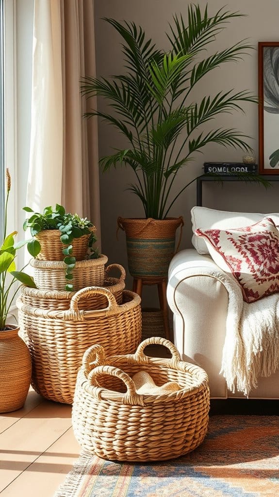 22 Modern Boho Living Room Ideas You'll Absolutely Love 16 stylish natural textured storage