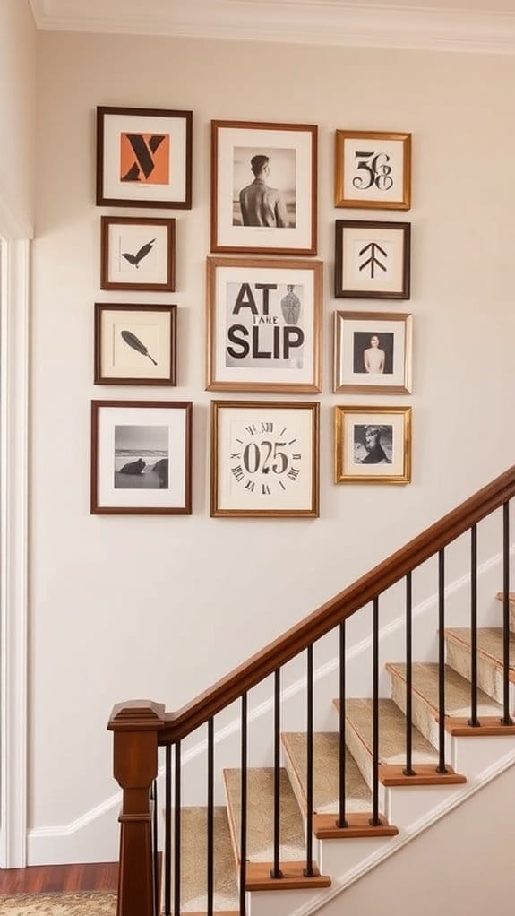 How to Style a Staircase Wall: 26 Inspiring Decor Ideas 13 symmetrical frame arrangement tips