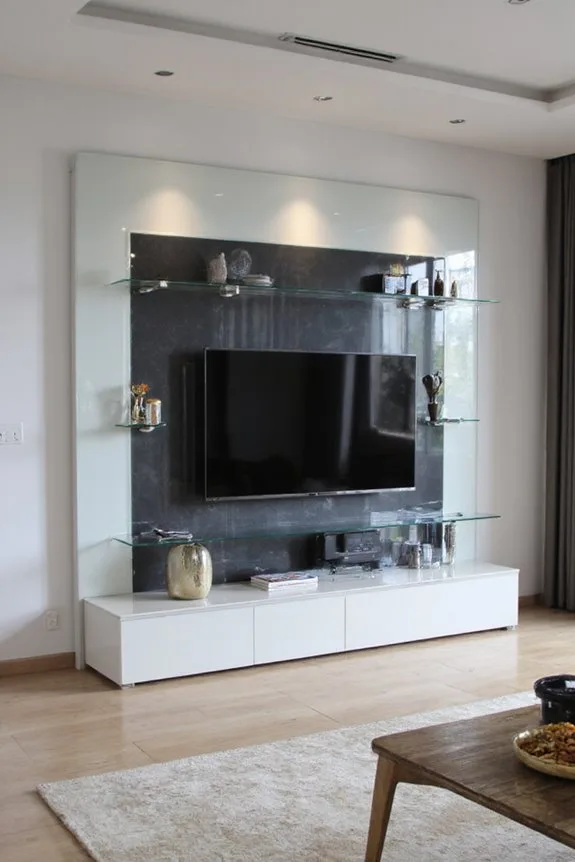 20 Modern TV Unit Designs for the Ultimate Entertainment Setup 15 transparent sleek modern design