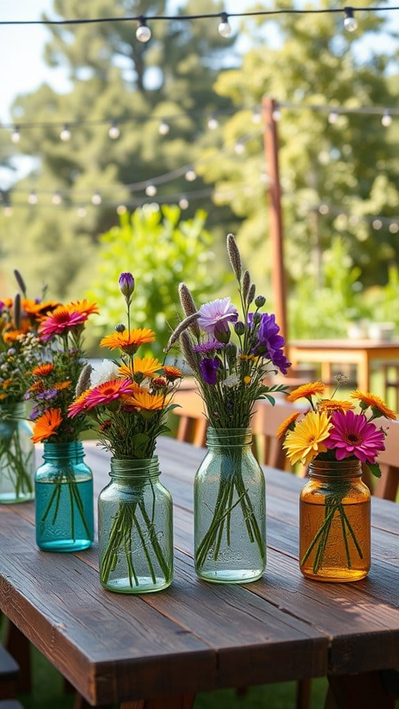 19 Easy Outdoor Graduation Party Ideas Anyone Can Pull Off 15 use jars with flowers