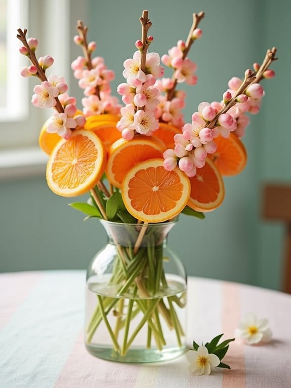 15 Beautiful Spring Table Centerpiece Ideas You Can Copy Today 11 vibrant citrus blossom skewers