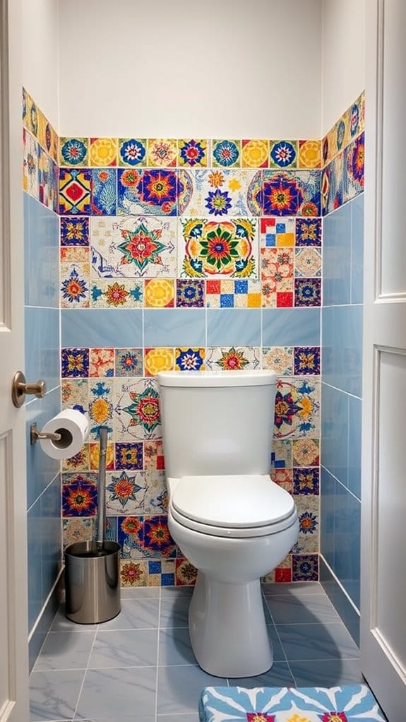 25 Gorgeous Above Toilet Decor Ideas You’ll Want to Steal 7 vibrant mosaic accent tiles