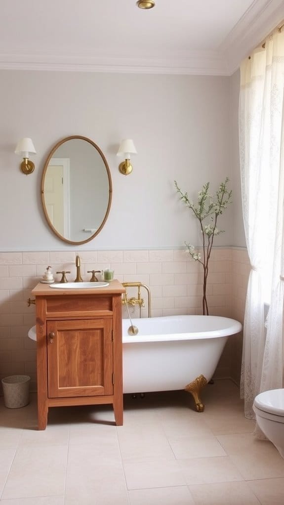 22 Neutral Bathroom Decor Ideas You’ll Want to Copy ASAP 16 vintage charm and elegance