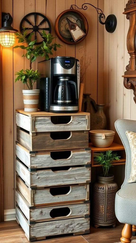 19 Brilliant DIY Coffee Bar Ideas That Will Transform Your Home 2 vintage crates create rustic charm