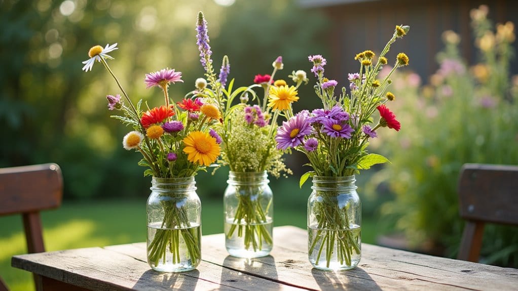 20 Epic Backyard Graduation Party Ideas for a Celebration to Remember 9 vintage jars with fresh flowers