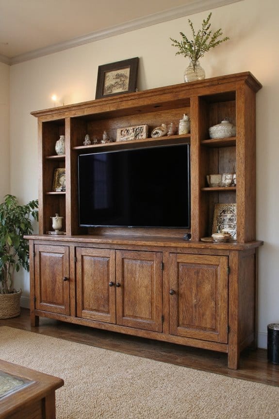 20 Modern TV Unit Designs for the Ultimate Entertainment Setup 3 warm handcrafted rustic charm