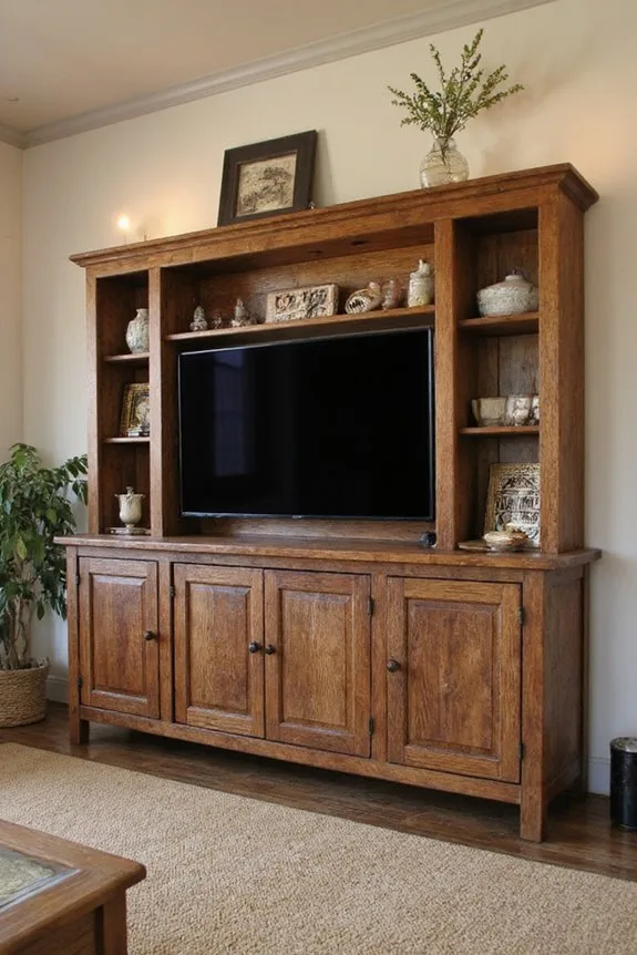 20 Modern TV Unit Designs for the Ultimate Entertainment Setup 3 warm handcrafted rustic charm