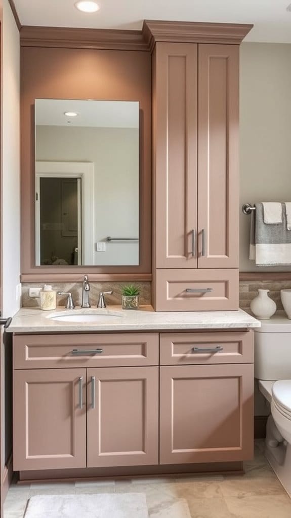 22 Neutral Bathroom Decor Ideas You’ll Want to Copy ASAP 4 warm taupe cabinetry adds inviting depth