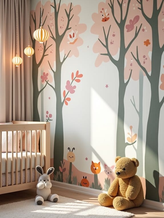 15 Adorable Nursery Wallpaper Ideas for a Dreamy Look 9 woodland nursery with animals