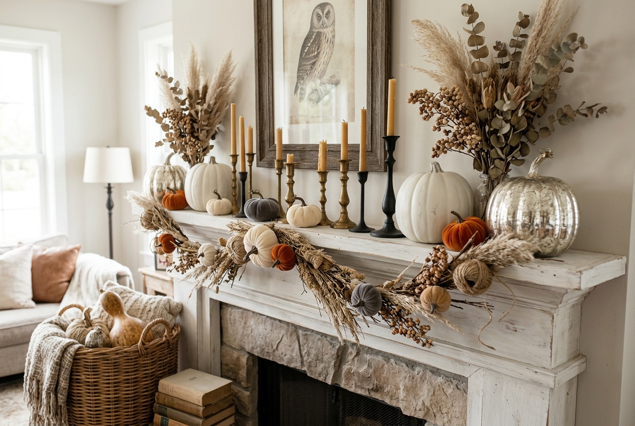 30 Stunning Halloween Mantel Ideas for a Spooky Look 5 halloween mantel ideas same texture