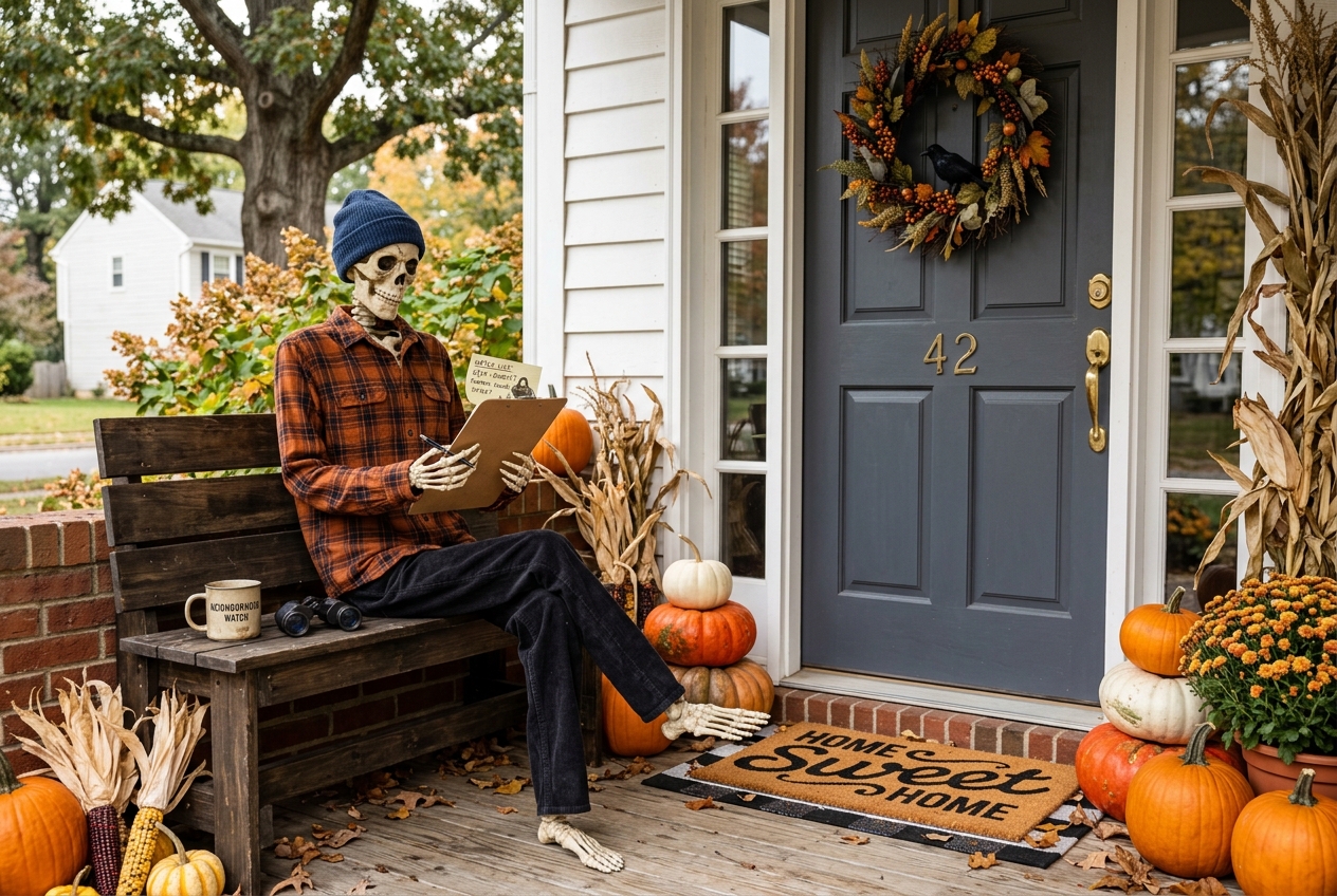 57 Top Outdoor Halloween Decoration Ideas for 2024 8 spooky front door skeleton
