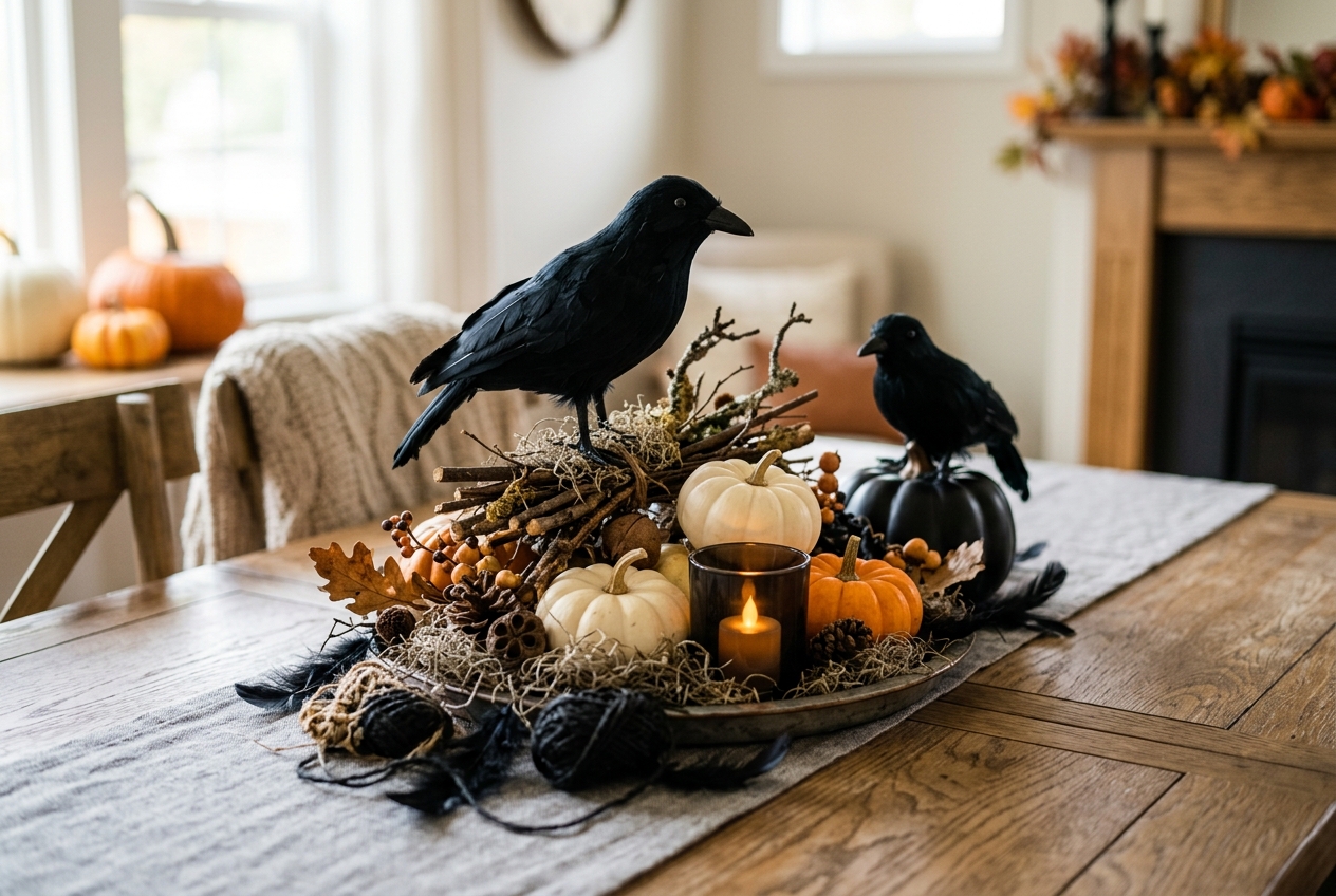 18 Quick Halloween Centerpiece Ideas You Can Make in Under an Hour 10 Halloween crow centerpiece