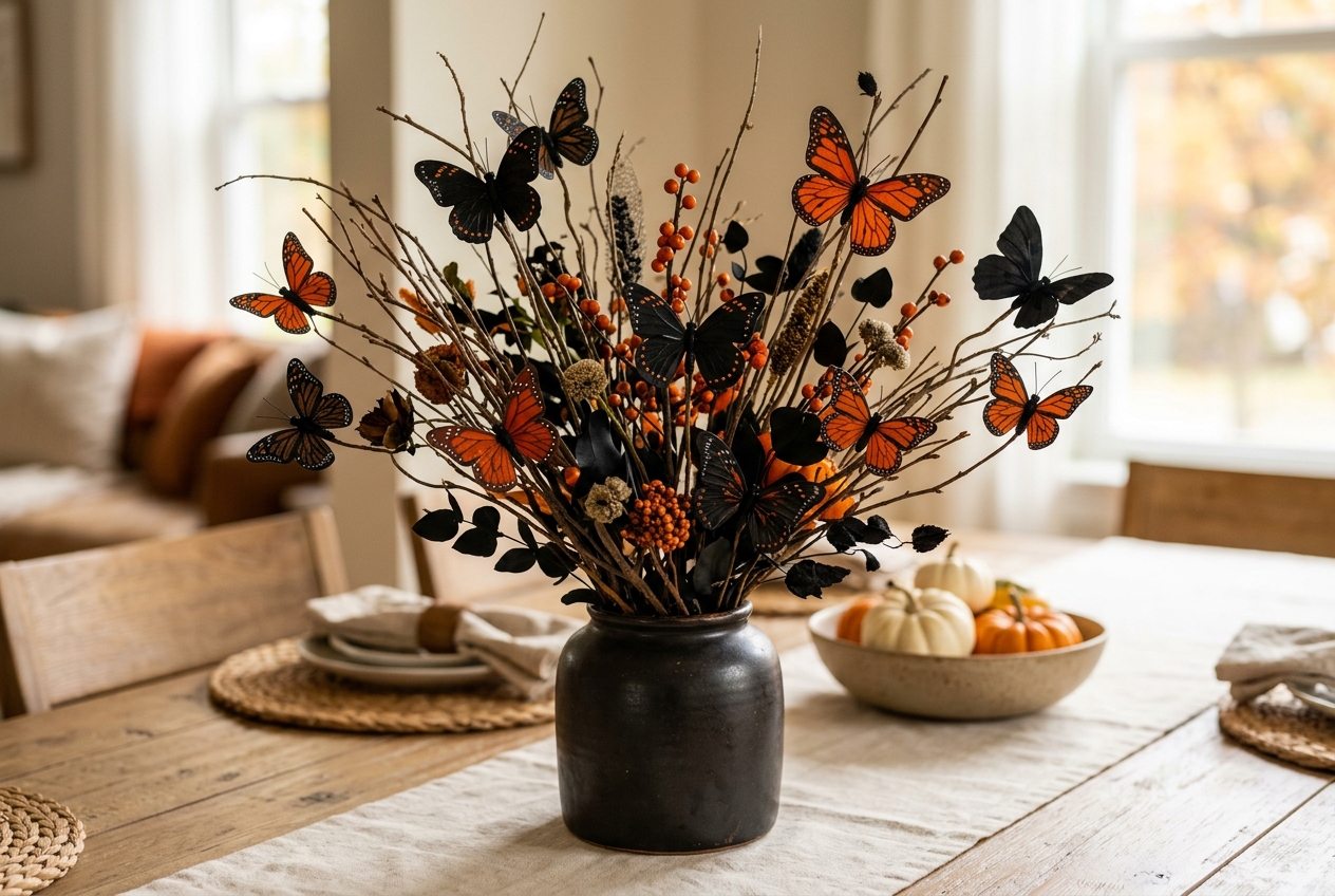18 Quick Halloween Centerpiece Ideas You Can Make in Under an Hour 15 black and orange Halloween centerpiece