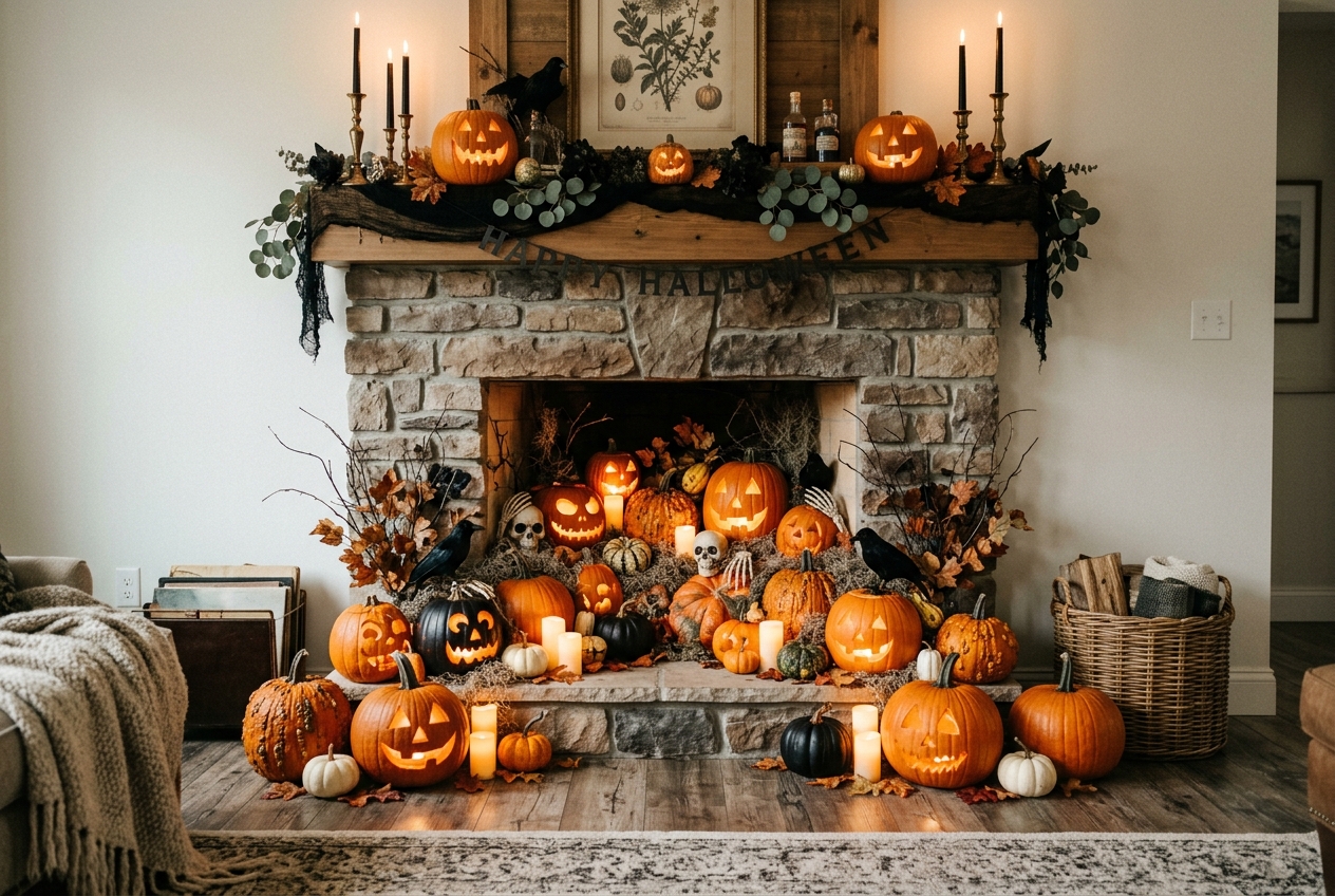 30 Stunning Halloween Mantel Ideas for a Spooky Look 17 halloween mantel ideas fill up fireplace
