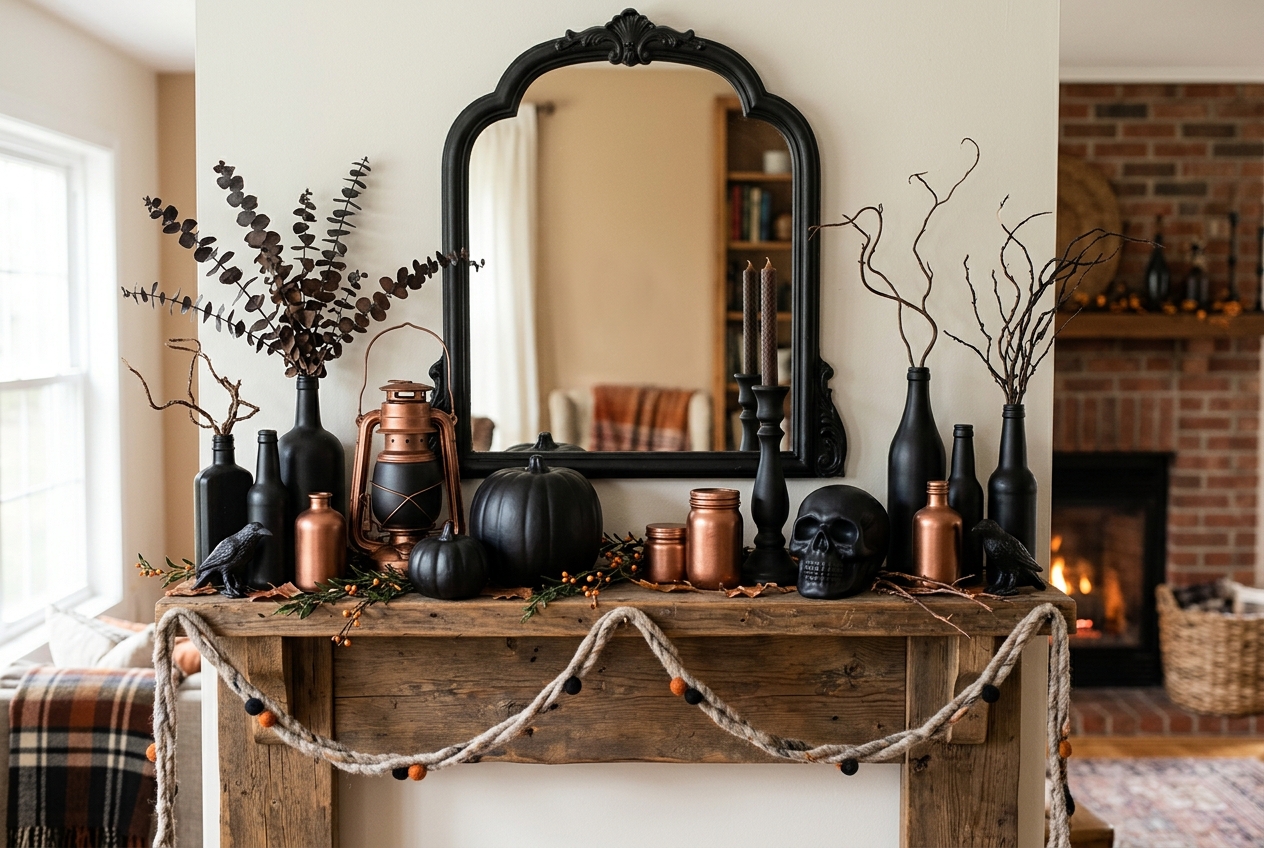 30 Stunning Halloween Mantel Ideas for a Spooky Look 28 halloween mantel ideas spray paint old decor