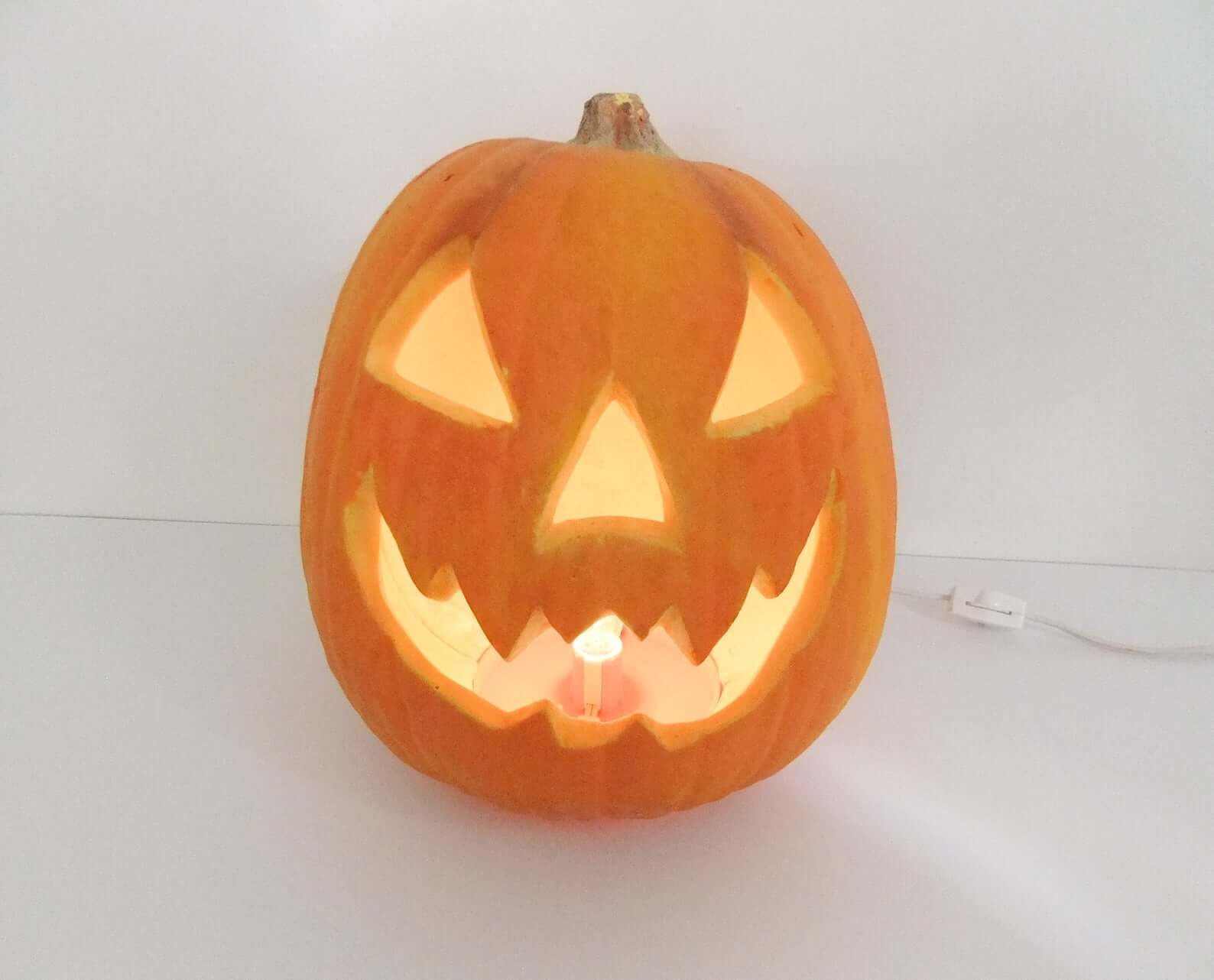 pumpkin with lights inside