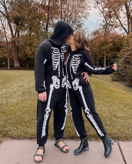 Skeleton onesie couples Halloween costume