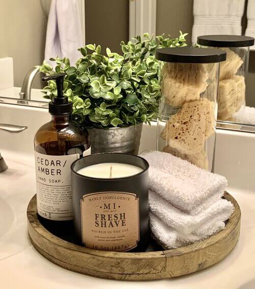 farmhouse bathroom counter decor