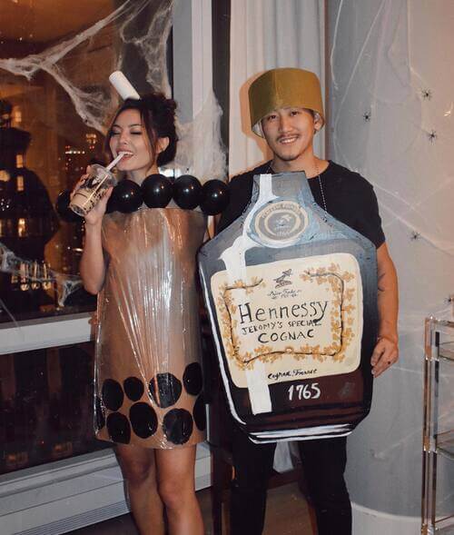 Bubble Tea and Hennessey couple costume Halloween