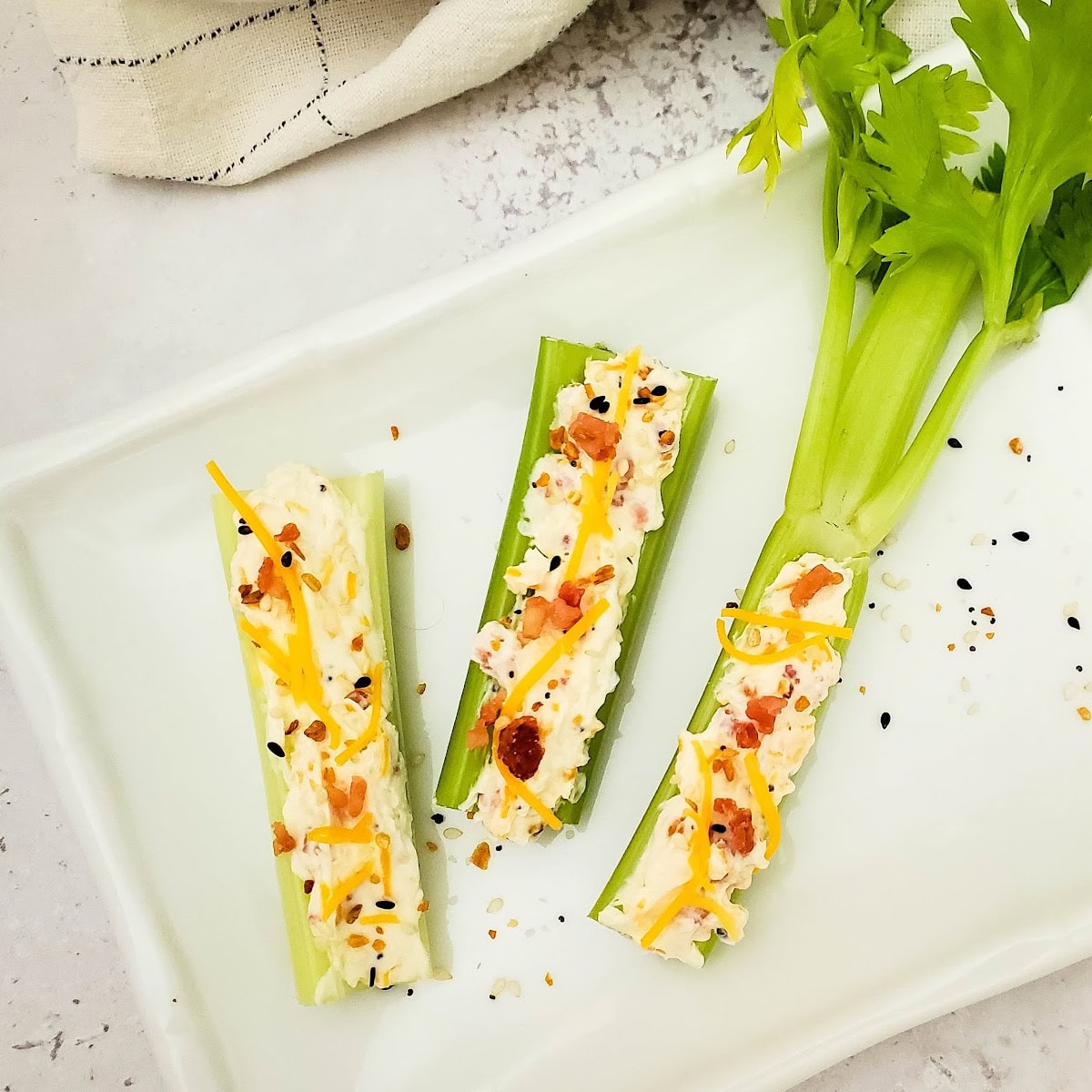 Bacon and Cheese Stuffed Celery 1 bacon and cheese stuffed celery featured image