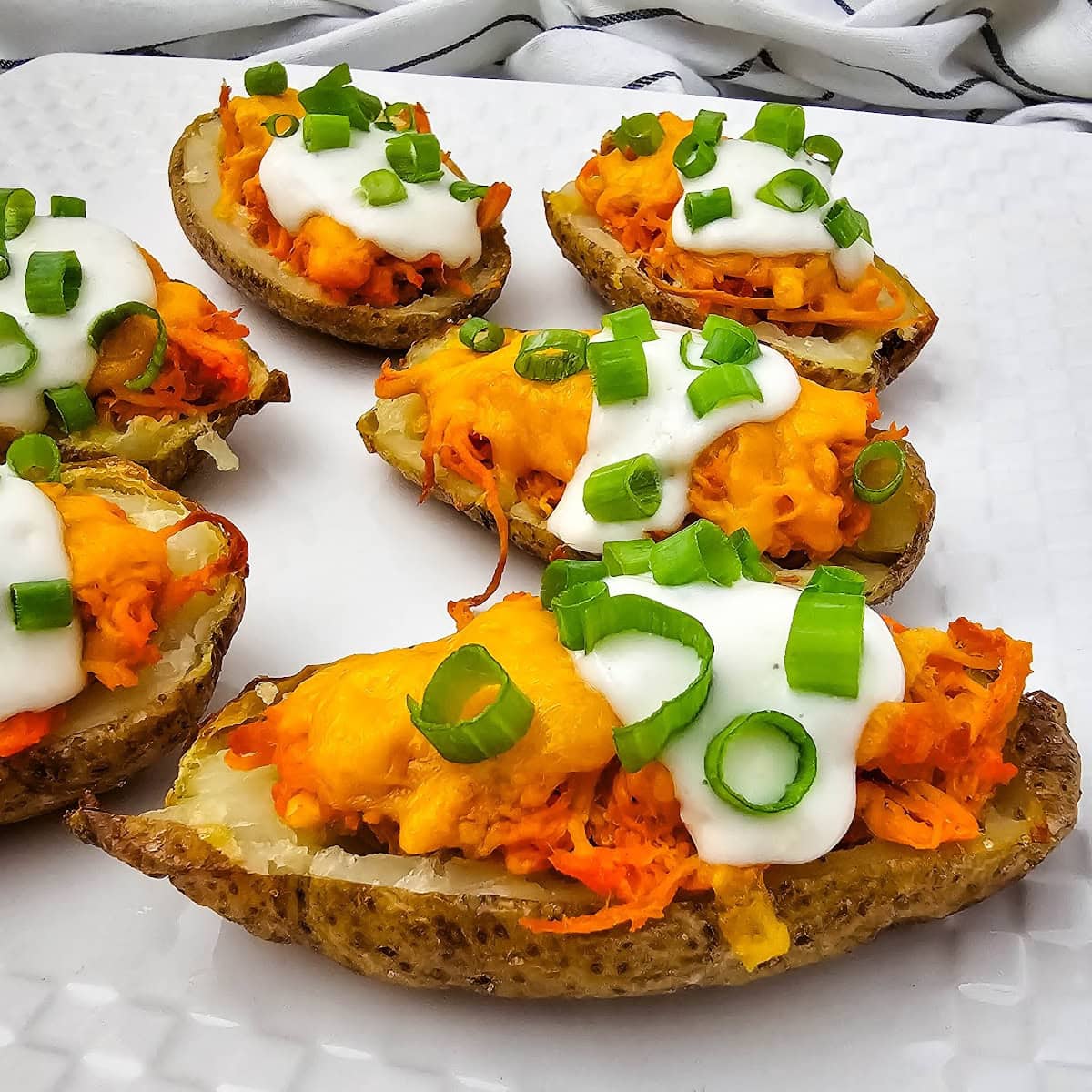 Buffalo Chicken Potato Skins with Blue Cheese Drizzle 1 buffalo chicken featured image