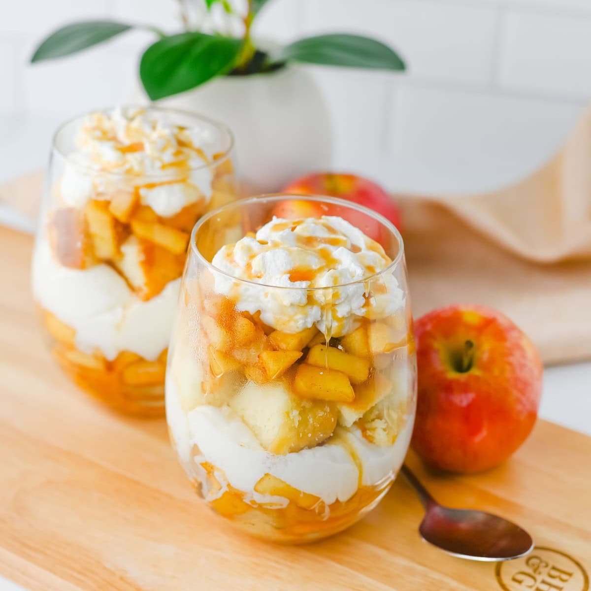Layered Caramel Apple Trifle Cups 1 caramel apple trifle featured image