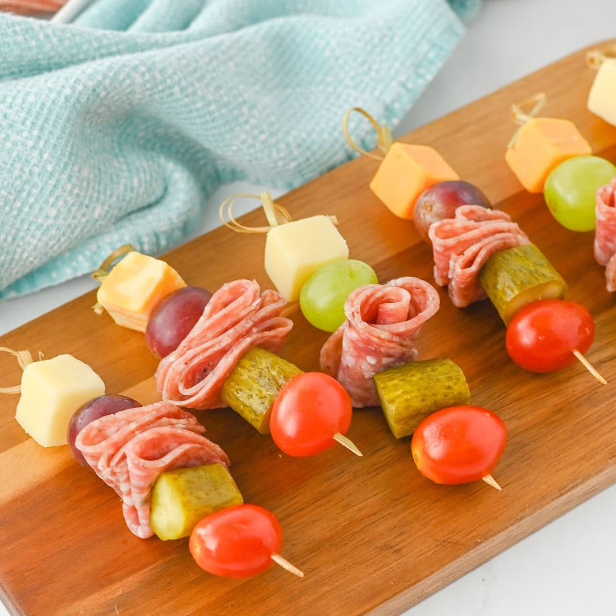 Charcuterie Skewers with Cheese, Salami, and Fruit 1 charcuterie skewers featured image