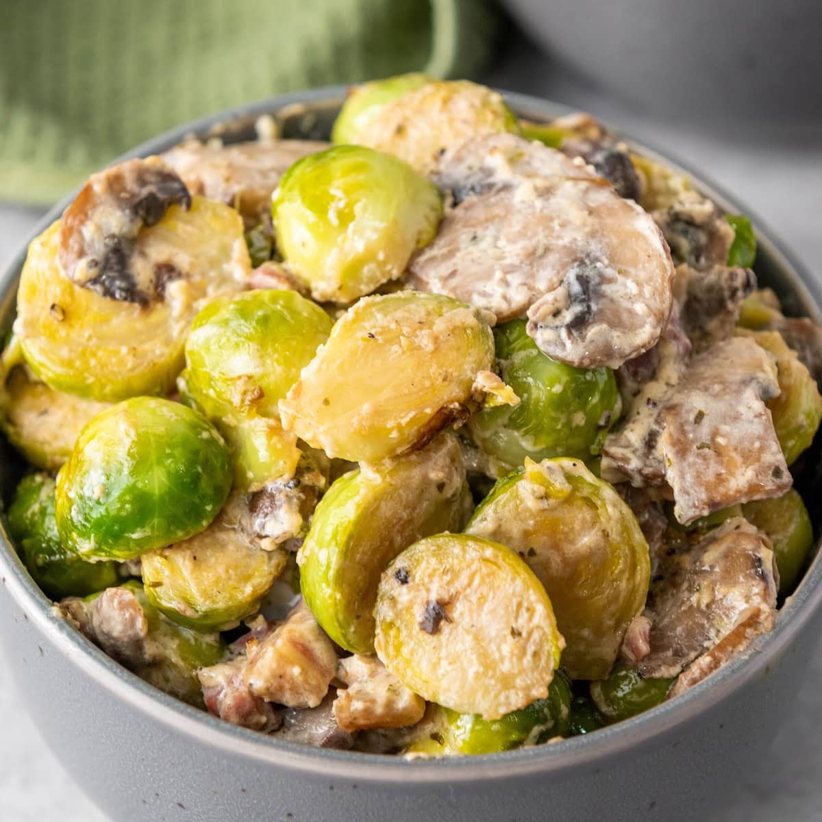 Creamy Brussels Sprouts with Pancetta 1 Creamy Brussels Sprouts with Pancetta