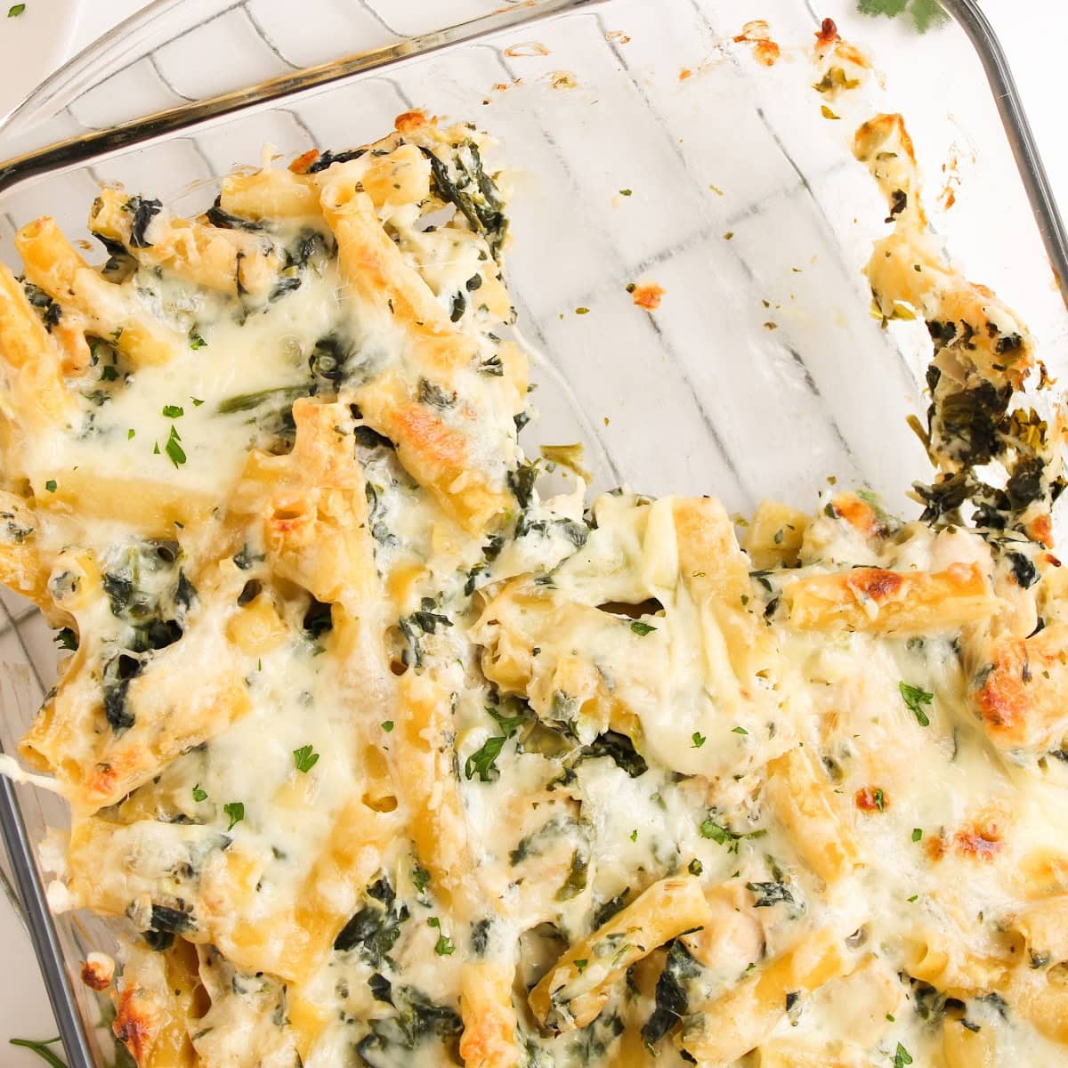 spinach artichoke chicken casserole featured image
