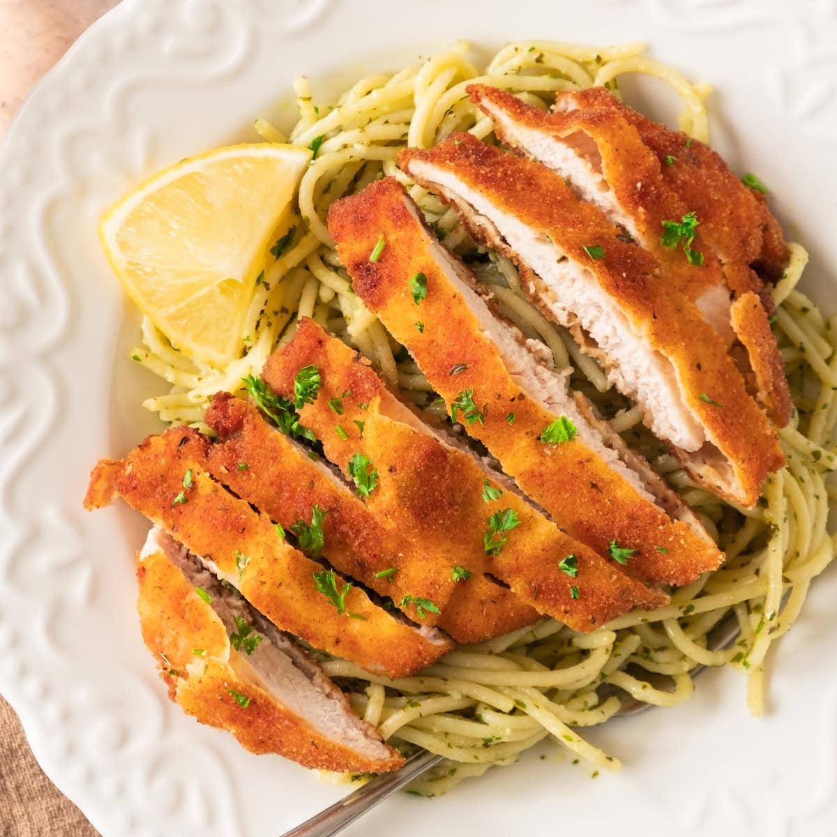 Crispy Lemon Garlic Chicken Spaghetti 1 Crispy Lemon Garlic Chicken Spaghetti