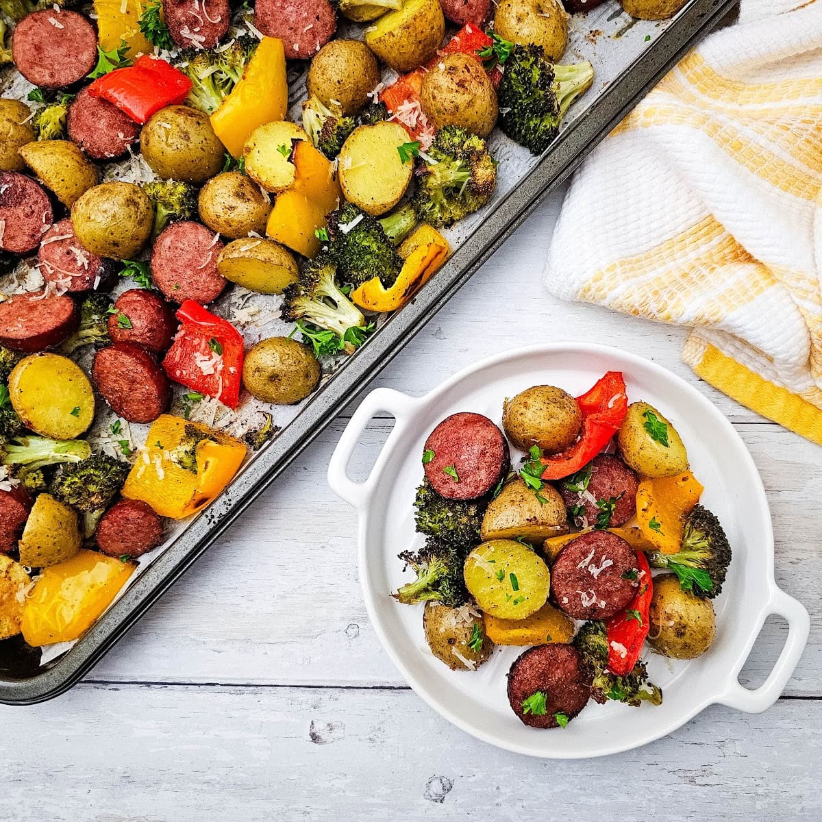 Healthy Sheet Pan Sausage with Veggies 1 sheet pan sausage and veggies social media image