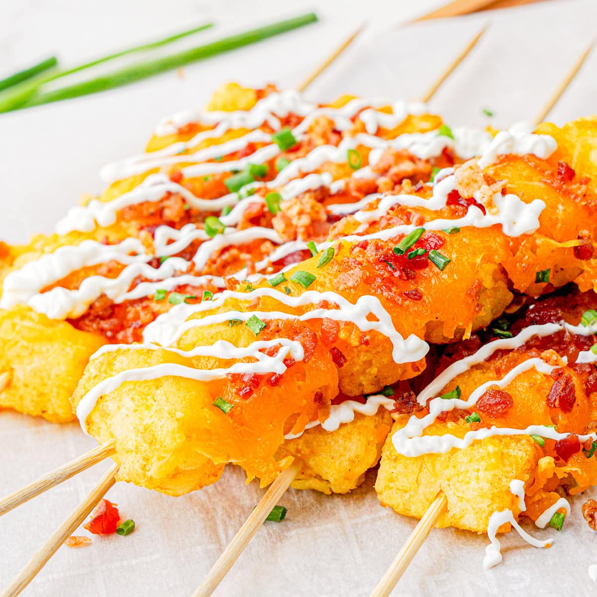 Loaded Tater Tot Skewers 1 loaded tater tot skewers