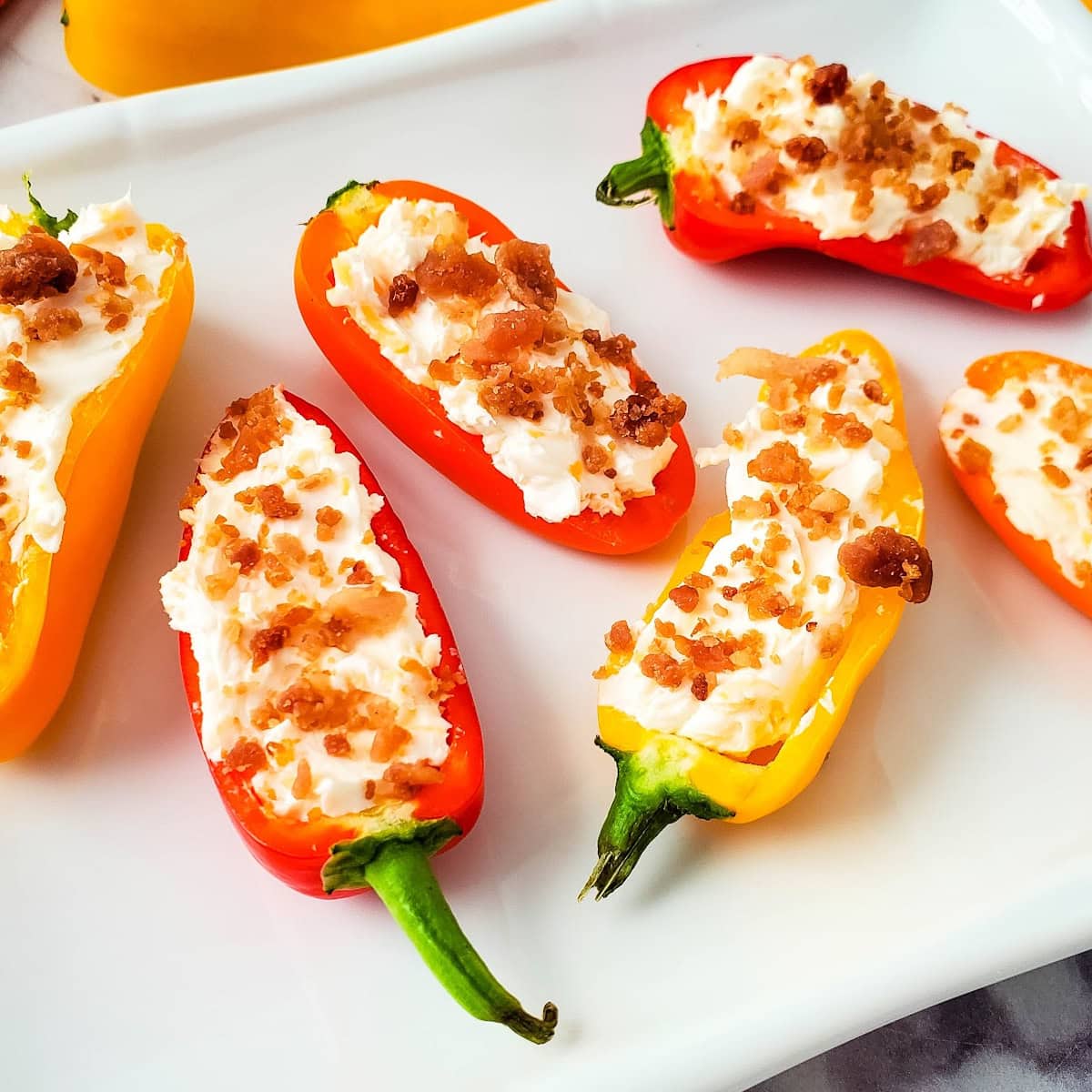 Cheesy Bacon-Stuffed Mini Peppers 1 cheesy bacon stuffed peppers featured image