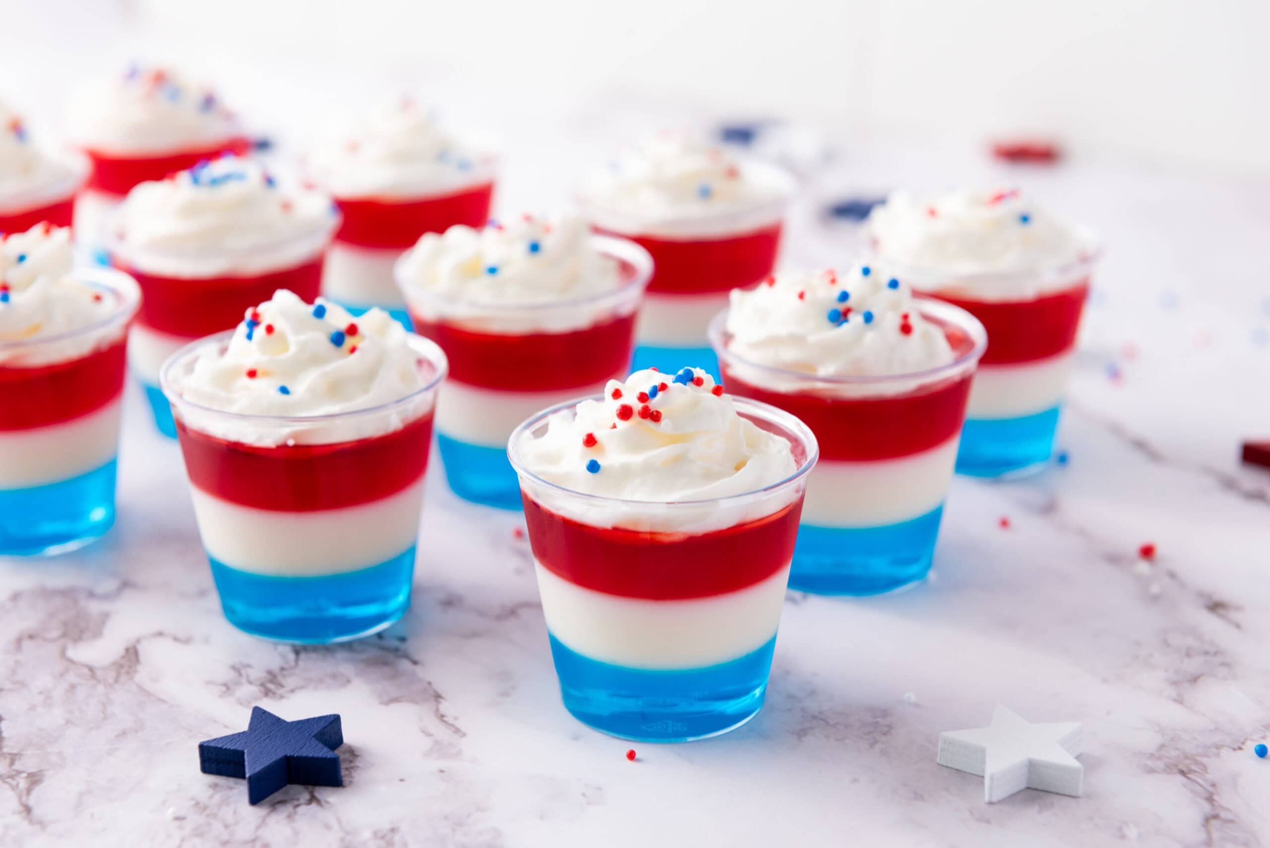 Patriotic Jell-O Shots (Alcoholic and Non-Alcoholic) 1 Patriotic Jell-O Shots (Alcoholic and Non-Alcoholic)