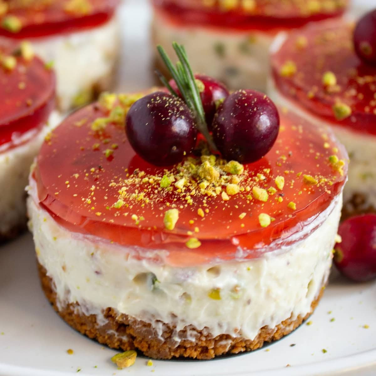 Pistachio Cranberry No-Bake Mini Cheesecakes 1 pistachio cranberry featured image