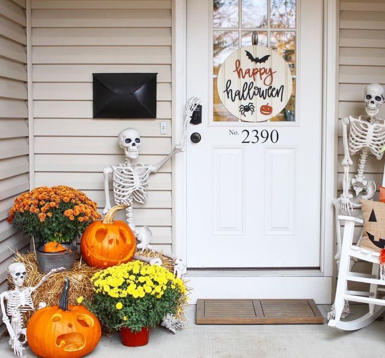 skeletons on porch
